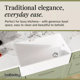 Fireclay Kitchen Bundle - Single Bowl Belfast Sink, Strainer Waste & Bridge Mixer Tap, 795mm - Chrome