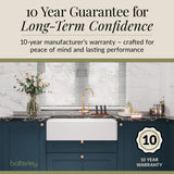 Single Bowl Fireclay Ceramic Belfast Kitchen Sink & Basket Strainer Waste