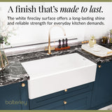 Single Bowl Fireclay Ceramic Belfast Kitchen Sink & Basket Strainer Waste