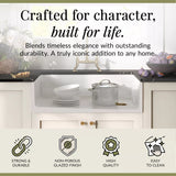 Fireclay Kitchen Bundle - Single Bowl Belfast Sink, Strainer Waste & Bridge Lever Mixer Tap, 895mm - Brushed Brass