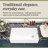 Single Bowl Fireclay Ceramic Belfast Kitchen Sink & Basket Strainer Waste