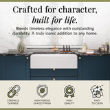 Single Bowl Fireclay Ceramic Belfast Kitchen Sink & Basket Strainer Waste