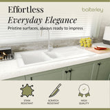 1.5 Bowl Fireclay Ceramic Inset Kitchen Sink with Compatible Drainer Wastes - 1010mm