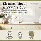Fireclay Kitchen Bundle - 1.5 Bowl Sink & Drainer, Waste & French Classic Tap, 1010mm - Brushed Brass