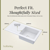 101cm 1 Bowl Fireclay Inset Kitchen Sink with Waste - 1010 x 525 x 235mm - Choice of Waste Finish