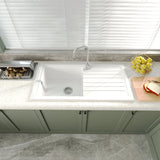 Single Bowl Fireclay Ceramic Inset Kitchen Sink & Drainer, Includes Compatible Waste, 1010mm