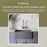Single Bowl Fireclay Ceramic Butler Kitchen Sink - 595mm - Multiple Colours