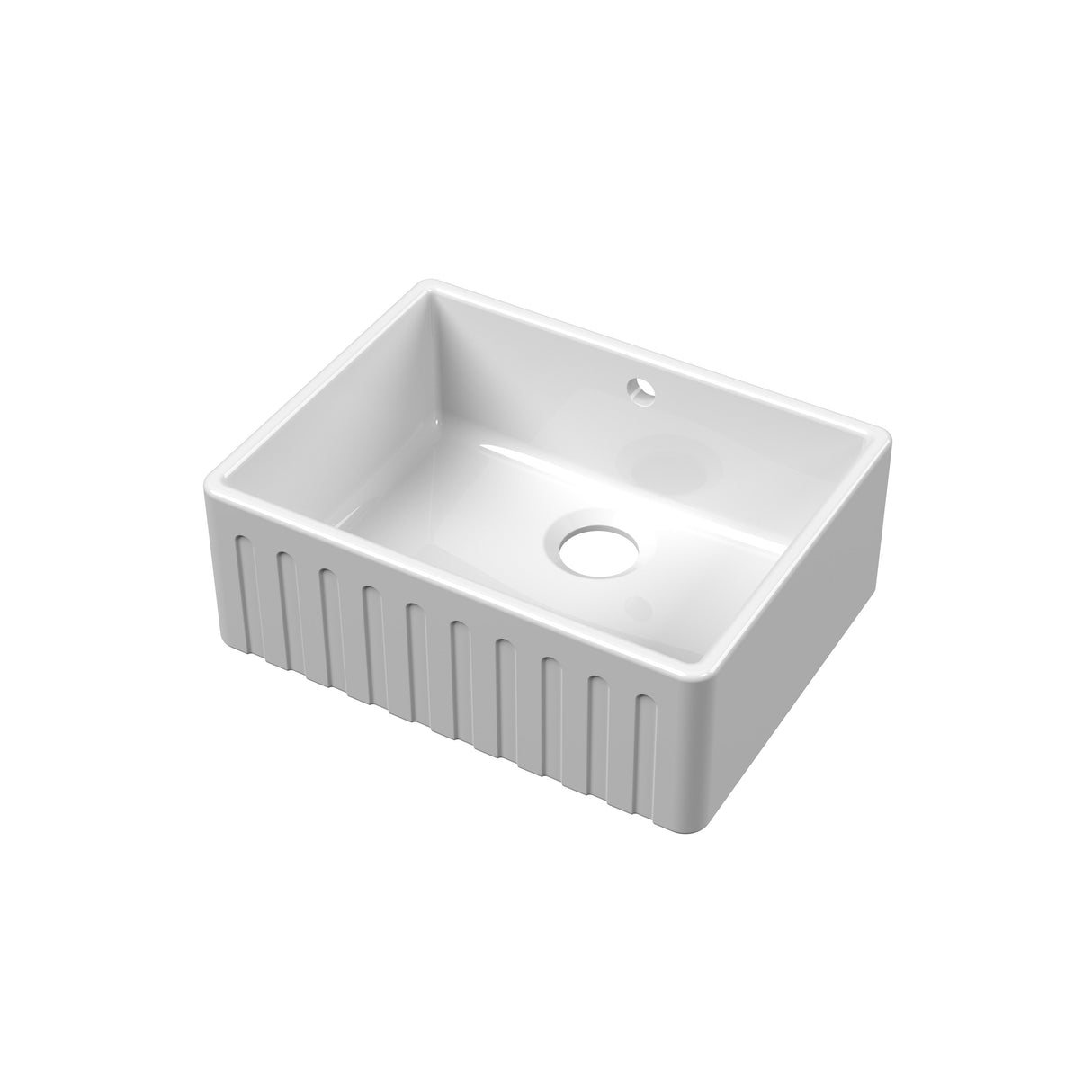 Fireclay Ceramic Kitchen Single Bowl Fluted Front Butler Sink with Overflow