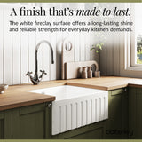 Fireclay Kitchen Single Bowl Fluted Butler Sink - Multiple Sizes Available