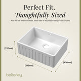 Fireclay Kitchen Single Bowl Fluted Butler Sink - Multiple Sizes Available