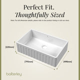Fireclay Kitchen Single Bowl Fluted Butler Sink - Multiple Sizes Available