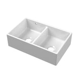 Double Bowl Fireclay Butler Kitchen Sink with a Stepped Weir & Overflow