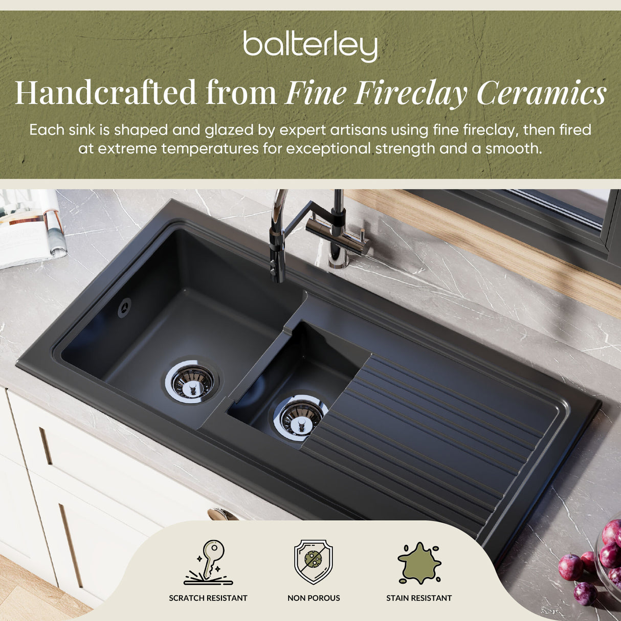 101cm Inset Counter Top Fireclay Ceramic Kitchen Sink - Multiple Options Available