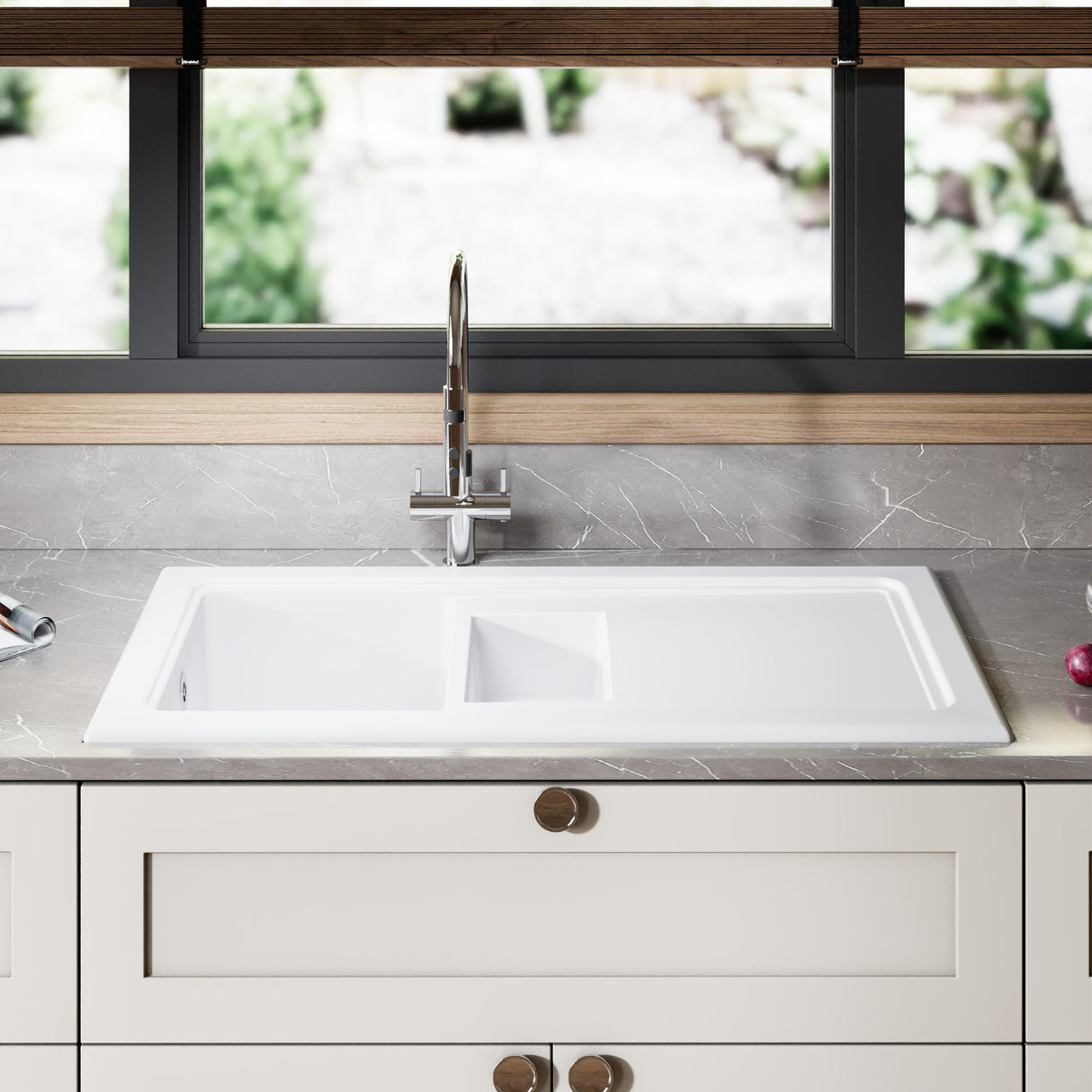 101cm Inset Counter Top Fireclay Ceramic Kitchen Sink - Multiple Options Available