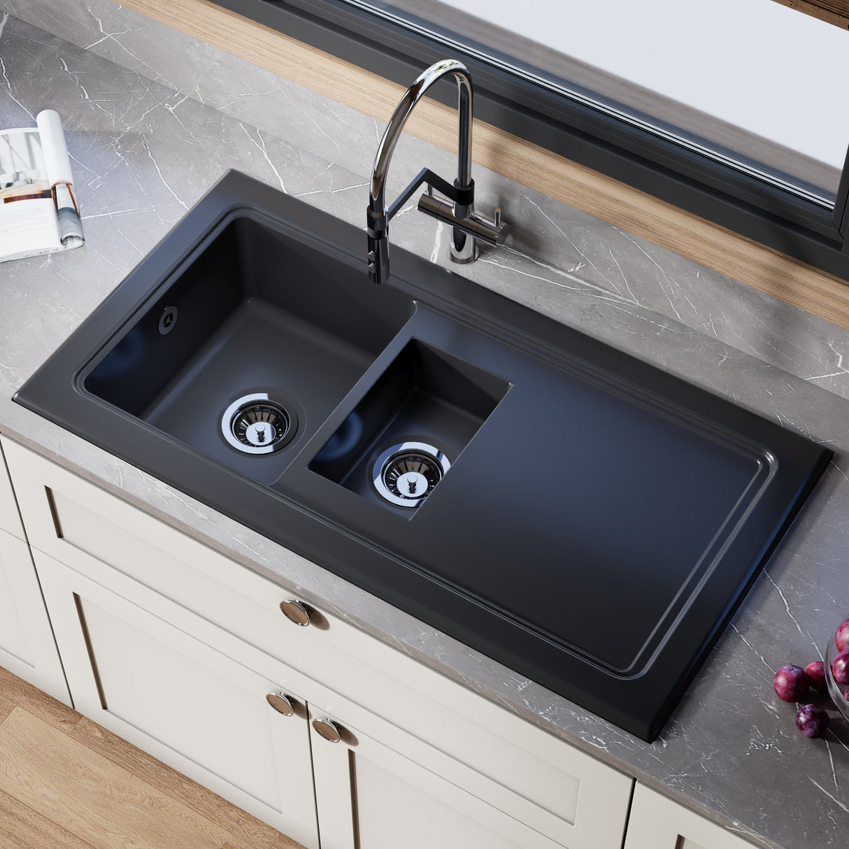 101cm Inset Counter Top Fireclay Ceramic Kitchen Sink - Multiple Options Available