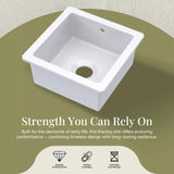Fireclay Single Bowl Square Undermount Kitchen Sink with Overflow - 457mm - Multiple Colours