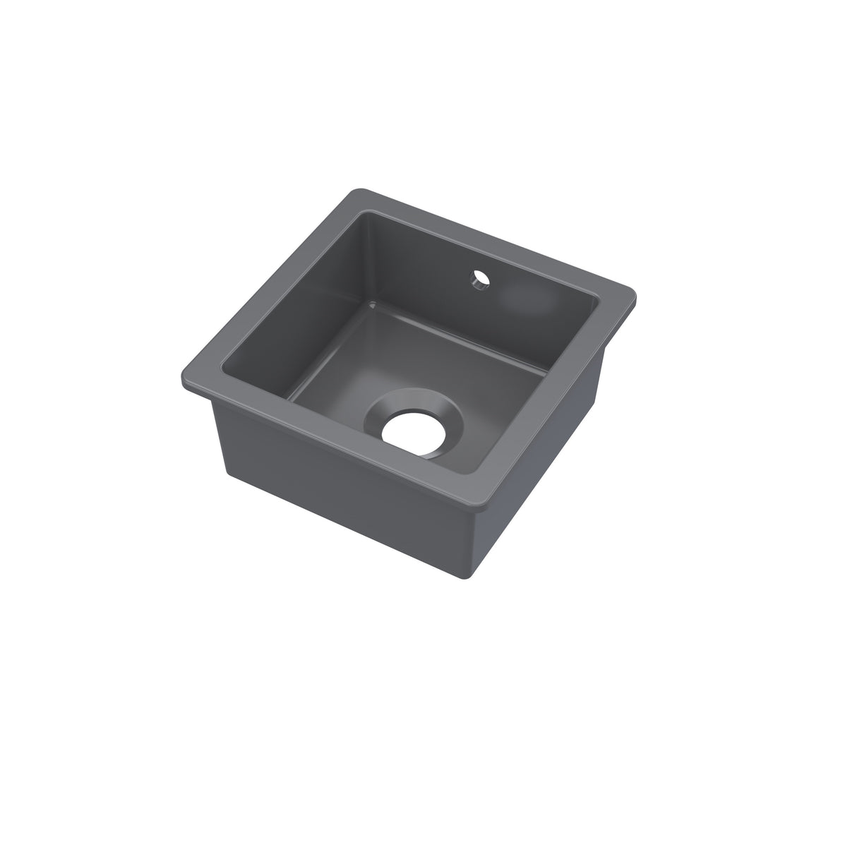 Single Bowl Fireclay Ceramic Square Undermount Kitchen Sink with Central Waste & Overflow in a Soft Black Finish