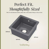 Fireclay Single Bowl Square Undermount Kitchen Sink with Overflow - 457mm - Multiple Colours