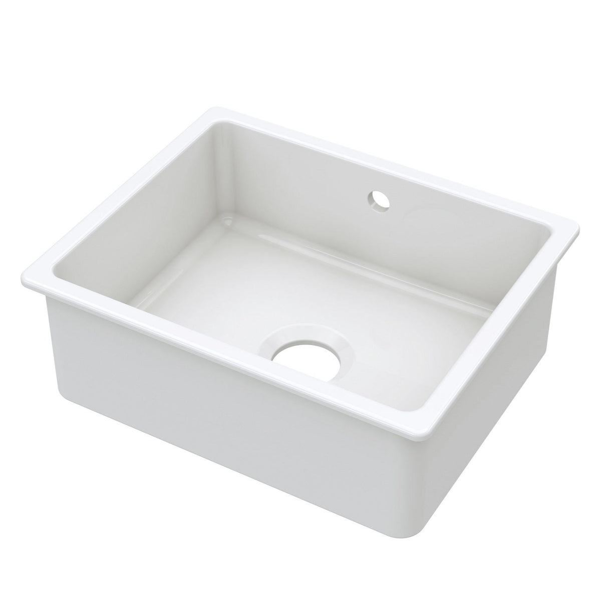 Single Bowl Fireclay Ceramic Square Undermount Kitchen Sink with Overflow - Multiple Finishes