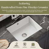 Single Bowl Fireclay Ceramic Square Undermount Kitchen Sink with Overflow - 548mm - Choice of Finish