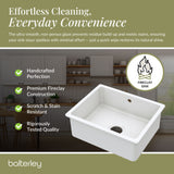 Single Bowl Fireclay Ceramic Square Undermount Kitchen Sink with Overflow - 548mm - Choice of Finish