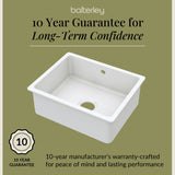 Single Bowl Fireclay Ceramic Square Undermount Kitchen Sink with Overflow - 548mm - Choice of Finish