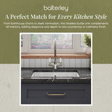 Single Bowl Fireclay Ceramic Square Undermount Kitchen Sink with Overflow - 548mm - Choice of Finish