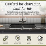 Single Bowl Fireclay Ceramic Square Undermount Kitchen Sink with Overflow - 548mm - Choice of Finish