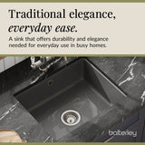 Single Bowl Fireclay Ceramic Square Undermount Kitchen Sink with Overflow - 548mm - Choice of Finish