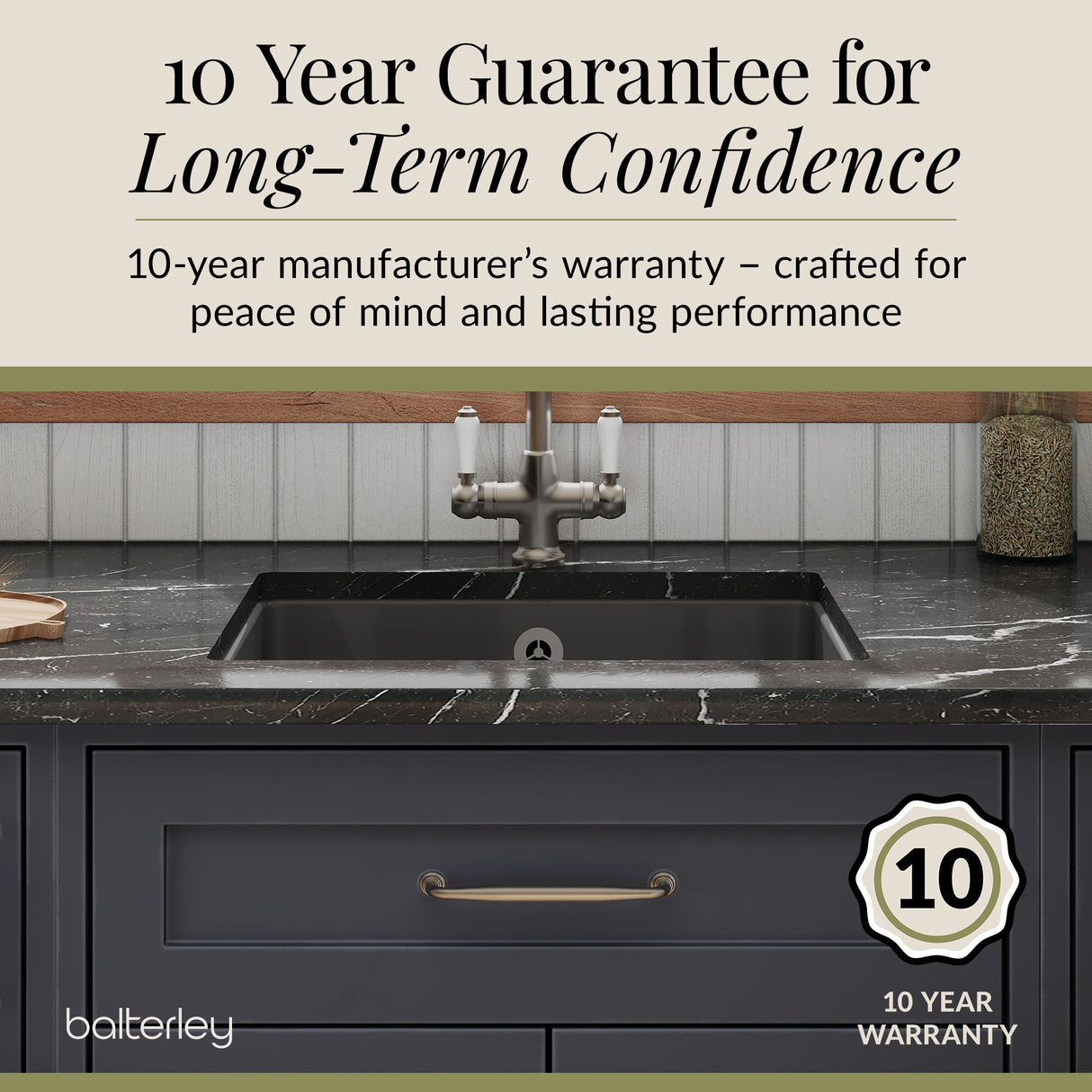 Single Bowl Fireclay Ceramic Square Undermount Kitchen Sink with Overflow - 548mm - Choice of Finish