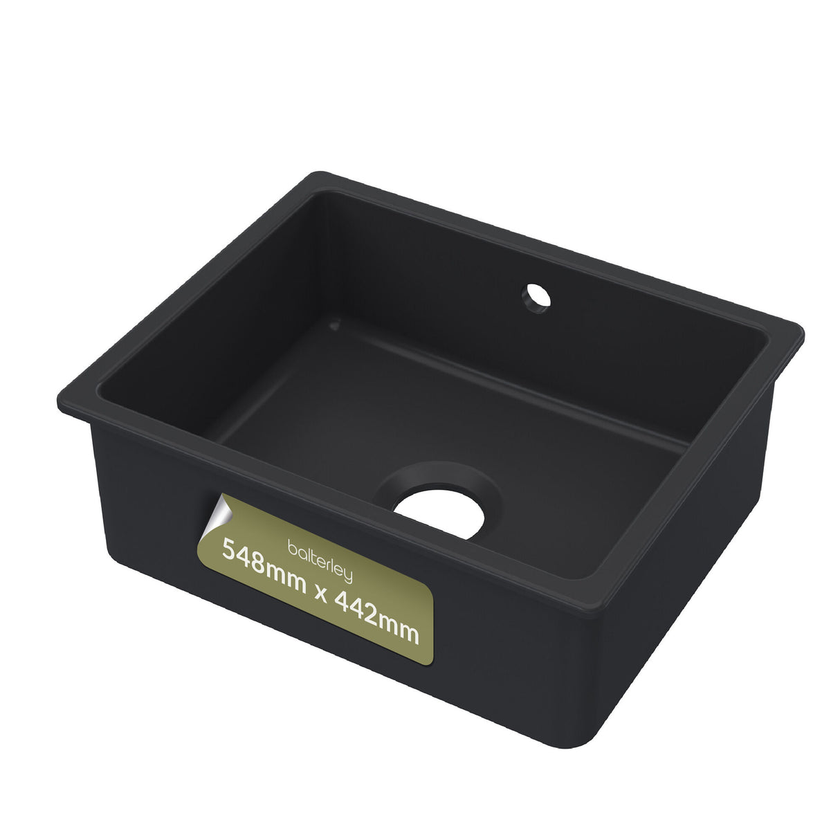 Single Bowl Fireclay Ceramic Square Undermount Kitchen Sink with Overflow - 548mm - Choice of Finish