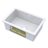 Single Bowl Fireclay Ceramic Undermount Kitchen Sink with Overflow and Central Waste Position - 711mm