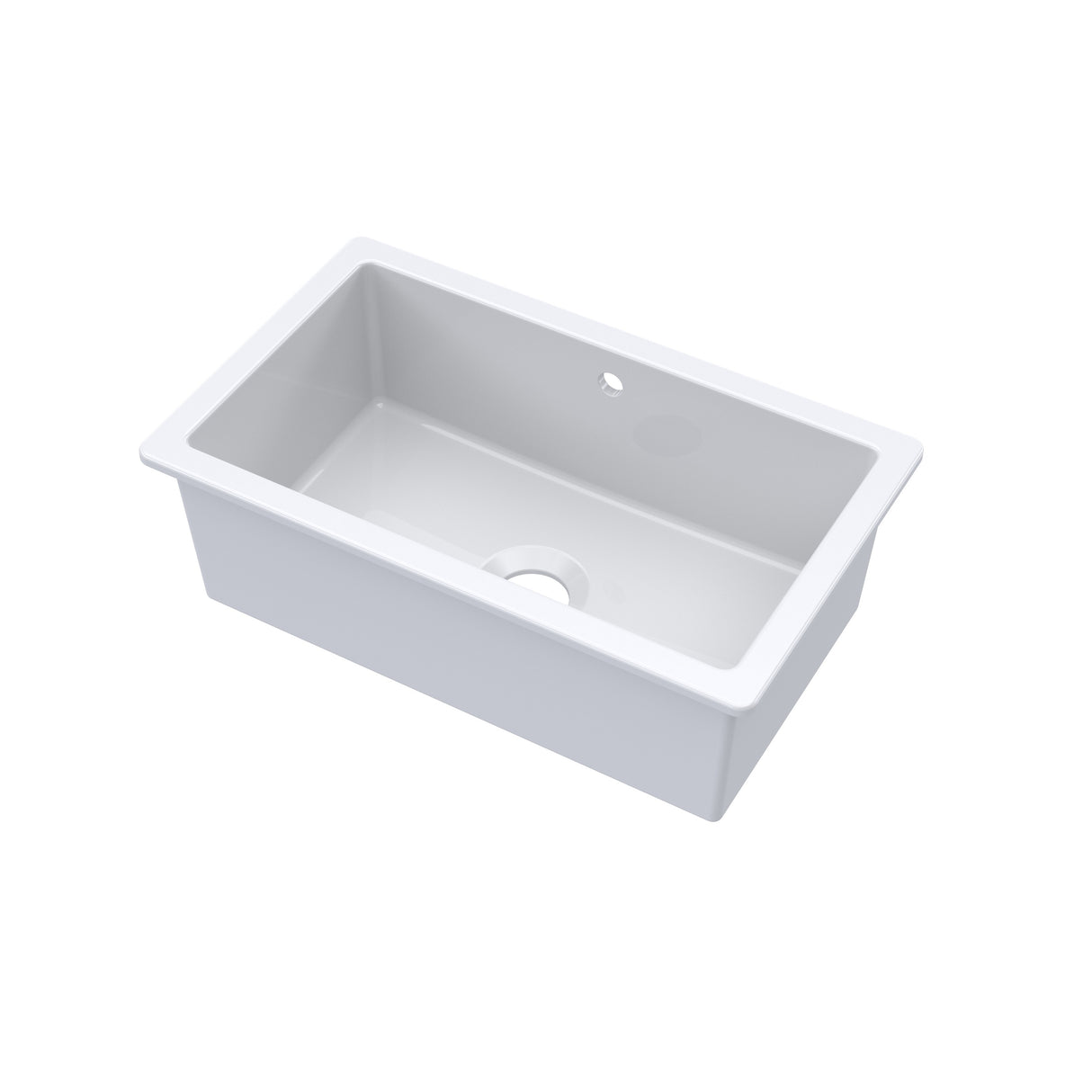 Single Bowl Fireclay Ceramic Square Undermount Kitchen Sink with Overflow