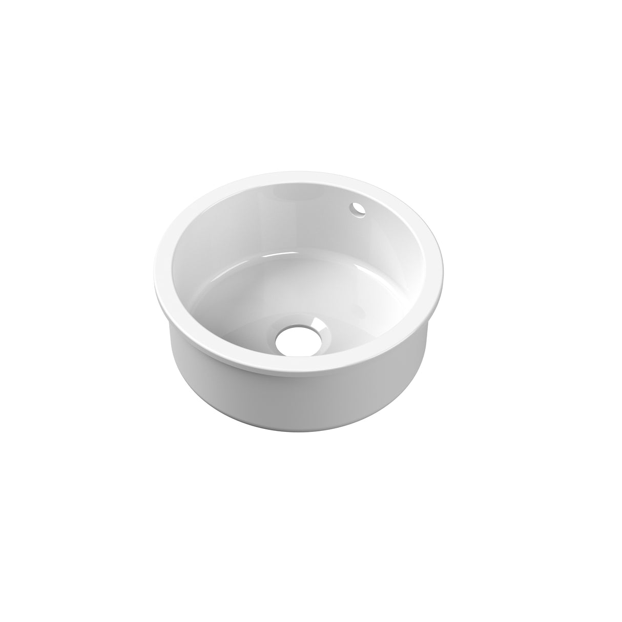 Single Bowl Fireclay Ceramic Round Undermount Kitchen Sink with Central Waste & Overflow