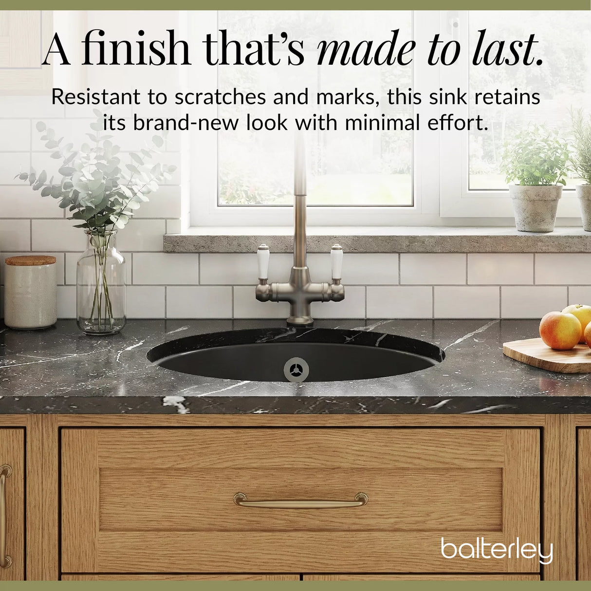 Fireclay Single Bowl Round Undermount Kitchen Sink, Central Waste Position & Overflow - 460mm - Multiple Colours Available