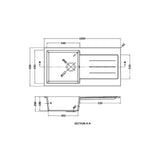 101cm Composite Inset Kitchen Sink with Overflow & Drainer - Available in Multiple Colours