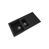 1.5 Bowl Composite Inset Kitchen Sink with Overflow & Drainer in a Matt Black Finish