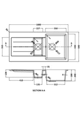 101cm Composite Inset Kitchen Sink with Overflow & Drainer - Available in Multiple Colours