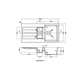 101cm Composite Inset Kitchen Sink with Overflow & Drainer - Available in Multiple Colours