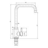 Modern Square Kitchen Sink Mixer Tap Single Lever, Top Fix Installation – 352 x 90 x 245 mm, Choice of Colour