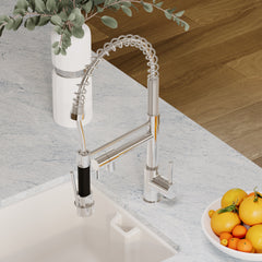 Tall Side Action Handle Kitchen Tap Rinser & Pan Filler - Chrome/Black