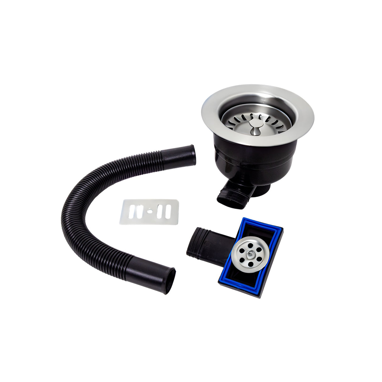 Modern Round Kitchen Sink Strainer Waste with Overflow, Top Fix Installation -  231 x 114 x 214mm, Choice of Colour