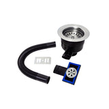 Modern Round Kitchen Sink Strainer Waste with Overflow, Top Fix Installation -  231 x 114 x 214mm, Choice of Colour