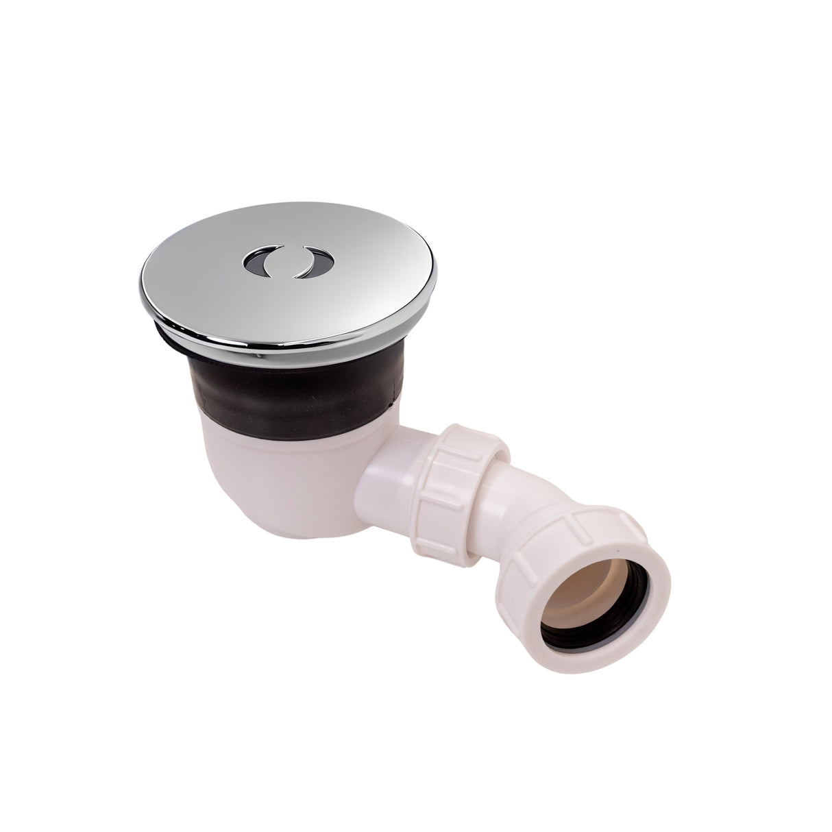 Modern Round Bathroom Shower Tray Waste with Elbow, Top Fix Installation – 125 x 114 x 187 mm, Choice of Colour