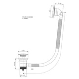 Modern Round Bathroom Click-Clack Bath Waste, Top Fix Installation – 98 x 70 x 550 mm, Choice of Colour