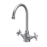 Traditional Mono Mixer Kitchen Tap with Crosshead Handles - Brushed Nickel