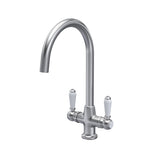 Traditional Mono Mixer Kitchen Tap with Lever Handles - Brushed Nickel