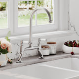 Traditional Bridge Mixer Kitchen Tap - With Multiple Finishes and Handle Options Available