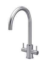 Minimalist Kitchen Mono Mixer Tap with 2 Lever Handles, 436mm - Brushed Nickel