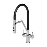 Modern Kitchen Mono Mixer Tap with 2 Lever Handles, 436mm - Chrome